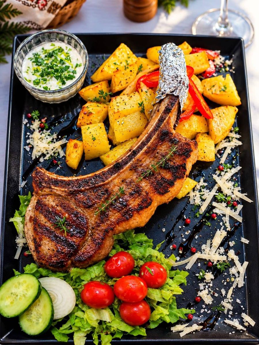 Tomahawk de Porc la Gratar  